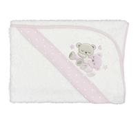 Accappatoio Neonato Bagnetto Poncho Cappuccio Triangolo Morbido Telo Asciugamano Assorbente Bambini Idea Regalo Neonati Made Italy Infanzia Morbida Spugna Cotone (Serie “My Family” Rosa)