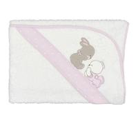 Accappatoio Neonato Bagnetto Poncho Cappuccio Triangolo Morbido Telo Asciugamano Assorbente Bambini Idea Regalo Neonati Made Italy Infanzia Morbida Spugna Cotone (Serie “Sempre amici” Rosa)
