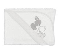 Accappatoio Neonato Bagnetto Poncho Cappuccio Triangolo Morbido Telo Asciugamano Assorbente Bambini Idea Regalo Neonati Made Italy Infanzia Morbida Spugna Cotone (Serie “Sempre amici” Grigio)