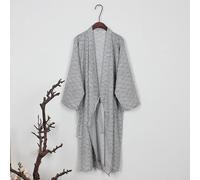 Accappatoio nero/grigio uomo kimono yukata cotone giapponese sciolto da notte