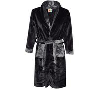 Accappatoio Nero Super Morbido In Pile Fluffy Per Bambini Dai 2 Ai 13 Anni