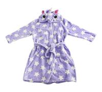 Accappatoio Per Bambine 3D Animale Unicorno Lilla Con Stelle In Pile