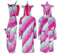 Accappatoio Per Bambine 3D Animale Unicorno Rosa Galassia In Pile