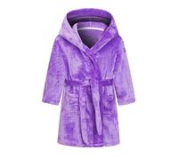 Accappatoio per bambine con cappuccio, in flanella, tinta unita, camicia da notte per bambini, pigiama in seta 4t (viola, 11-12 anni)
