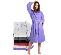 Accappatoio per Donna con Cappuccio in Spugna Certificato Oeko Tex - 2 Tasche, Cintura - Vestaglia - per Uscire dalla Doccia, Assorbente e Confortevole