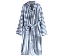 Accappatoio per Palestra Donna - Accappatoio Lungo E Spesso in Velluto Corallo per Un Comodo Pigiama Invernale Abito A Righe Caldo Accappatoio per Autunno E Inverno (Blue M)