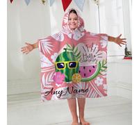 Accappatoio Personalizzato Per Bambini Con Cappuccio Hello Summer Rosa