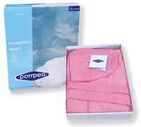 Accappatoio Pompea Junior Bambino Bambina Ragazzo Ragazza con Cappuccio anni 4-6 - 8-10 - 12-14 Spugna di Cotone 380gr/sqm In Scatola (Rosa 0004, 4/6)