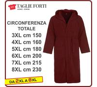 accappatoio spugna uomo TAGLIE FORTI cotone con cappuccio e tasche da 2XL a 10XL