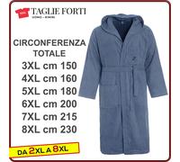 accappatoio spugna uomo TAGLIE FORTI cotone con cappuccio e tasche da 2XL a 10XL