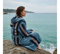 Accappatoio UNISEX in spugna con Cappuccio Trussardi Rows blue