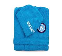 Accappatoio Uomo S.S.C. Napoli In Spugna 100% Cotone Tasche Cappuccio Con Logo