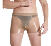 Accarugty Boxer da uomo in nylon lucido ad alta lucentezza | Look Vedere Attraverso Biancheria Intima Pura Mesh Mutandine Per Lui L XL