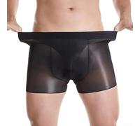 Accarugty Boxer da uomo in nylon lucido ad alta lucentezza | Look Vedere Attraverso Biancheria Intima Pura Mesh Mutandine Per Lui L XL