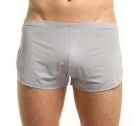 Accarugty Boxer da uomo traspiranti con tasca laterale divisa laterale in morbido nylon spandex, per l'uso quotidiano, comode mutande in tinta unita (XL grigio)