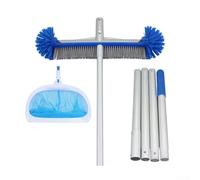 Accarugty Kit di pulizia deluxe 3 in 1 per piscine con spazzola regolabile, rete profonda e asta estensibile in alluminio per piscine interrate e fuori terra, spa e vasche idromassaggio