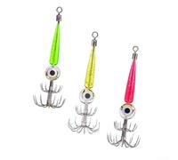 Accarugty Seppia Soft Squid Jig Esca con doppia fila Paracadute Hook, 9,5 cm LED lampeggiante Octopus Fishing Lure per attirare i pesci - Confezione da 3