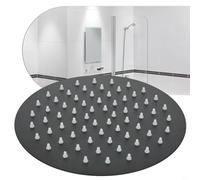 Accarugty Soffione doccia rotondo da 20,3 cm, in acciaio inox 304 nero opaco ad alta pressione con tecnologia Air Booster, ugelli in silicone anti-intasamento