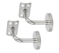 Accarugty Staffa per corrimano in acciaio inossidabile, supporto da parete per balaustre per scale, per montaggio di mostri pesanti, finitura argento, 50 mm x 60 mm, confezione da 2 (supporto curvo)