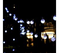Accarugty Stringa di luci a LED solari con sfere decorative, 5 m, 20 luci per esterni, impermeabili, IP65, decorazione da giardino per patio, cortile, matrimonio (bianco)