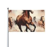 Accattivante e scioccante! Bandiera da esterno con cavallo marrone rampante dlxw 0,9 x 1,5 m con intestazione in tela, resistente allo sbiadimento ai raggi UV, ottima fattura, splendida e abbagliante!