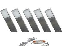 ACCE Lampada da incasso a LED, corpo in alluminio, per mobili da cucina, armadio, luce bianca calda o neutra, con convertitore con interruttore (5 pezzi, bianco caldo)
