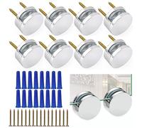 AccEncyc Hardware di montaggio a specchio senza cornice da 3-5 mm, confezione da 8 kit di montaggio a doppia vite con viti e tasselli lunghi resistenti