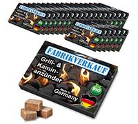 Accendifuoco (24 scatole) 24 x 24/32/40 dadi di accensione in legno e cera del produttore tedesco, accendino per barbecue e camino, stufa, cubi di legno, (legno e cera taglio 24, 32 o 40)