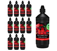 Accendifuoco Liquido 12 Bottiglie da 1 Litro per Barbecue Inodore