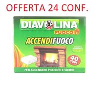 ACCENDIFUOCO PARAFFINATO DIAVOLINA 24 CONFEZIONI PER CAMINI STUFE BARBECUE