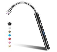 Accendigas Elettrico, Ronxs Ricaricabile Accendino Elettrico usb con Display della Batteria, Accendino lungo con Blocco di sicurezza per Cucina, Candela, Barbecue, Camino, Campeggio