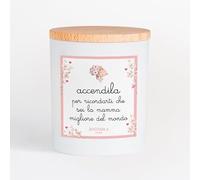 ACCENDILA CANDLA Mamma Migliore - Candela Profumata, Profumo di Mamma, Cera Naturale, Made in Italy, Bicchiere in Vetro Satinato, Tappo in Legno di Faggio, 200 grammi