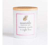 ACCENDILA CANDLE Mamma - Candela Profumata, Gelsomino e Boccioli di Rosa, Cera Naturale, Made in Italy, Bicchiere in Vetro Satinato, Tappo in Legno di Faggio, 200 grammi