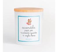 ACCENDILA CANDLE Papà - Candela Profumata, Tabacco e Vaniglia, Cera naturale, Made in Italy, Bicchiere in Vetro Satinato, Tappo in Legno di Faggio, 200 grammi