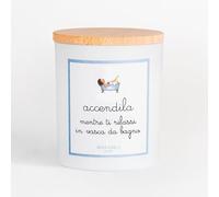ACCENDILA CANDLE Vasca da bagno - Candela Profumata, Baby Talco, Cera naturale, Made in Italy, Bicchiere in Vetro Satinato, Tappo in Legno di Faggio, 200 grammi