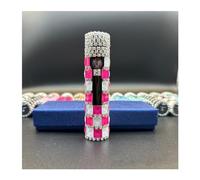 Accendini elettrici con strass Accendino USB ricaricabile, accendini al plasma a doppio archi antivento, sigaro fresco per ragazze e donne (Color : Rose red and white checkered)