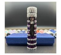 Accendini elettrici con strass Accendino USB ricaricabile, accendini al plasma a doppio archi antivento, sigaro fresco per ragazze e donne (Color : Purple)