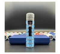 Accendini elettrici con strass Accendino USB ricaricabile, accendini al plasma a doppio archi antivento, sigaro fresco per ragazze e donne (Color : Lake Blue)
