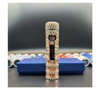 Accendini elettrici con strass Accendino USB ricaricabile, accendini al plasma a doppio archi antivento, sigaro fresco per ragazze e donne (Color : Champagne side)