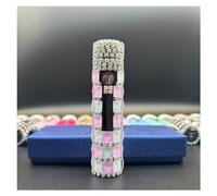 Accendini elettrici con strass Accendino USB ricaricabile, accendini al plasma a doppio archi antivento, sigaro fresco per ragazze e donne (Color : Pink and white grid)