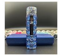 Accendini elettrici con strass Accendino USB ricaricabile, accendini al plasma a doppio archi antivento, sigaro fresco per ragazze e donne (Color : Sapphire blue edge)