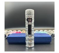 Accendini elettrici con strass Accendino USB ricaricabile, accendini al plasma a doppio archi antivento, sigaro fresco per ragazze e donne (Color : Silver)