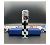 Accendini elettrici con strass Accendino USB ricaricabile, accendini al plasma a doppio archi antivento, sigaro fresco per ragazze e donne (Color : Black and white grid)