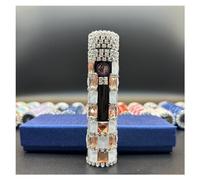Accendini elettrici con strass Accendino USB ricaricabile, accendini al plasma a doppio archi antivento, sigaro fresco per ragazze e donne (Color : Champagne white)