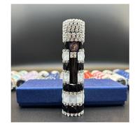 Accendini elettrici con strass Accendino USB ricaricabile, accendini al plasma a doppio archi antivento, sigaro fresco per ragazze e donne (Color : Black and white)