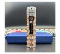 Accendini elettrici con strass Accendino USB ricaricabile, accendini al plasma a doppio archi antivento, sigaro fresco per ragazze e donne (Color : Champagne)