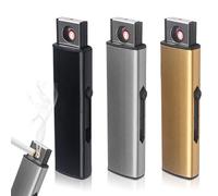 Accendini elettronici, 3 pezzi, accendino elettrico con connettore USB, accensione a due lati, senza fiamma, antivento, ricaricabile, senza gas (nero, argento, oro)