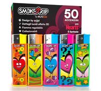 Accendini PARTICOLARI Strani da Collezione Fantasia HEARTS Dettagli LUCIDI Accendino Grafiche Originali Artista Italiano Made in Italy Box da 50 Accendini Elettronici