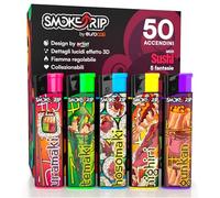 Accendini PARTICOLARI Strani da Collezione Fantasia SUSHI Dettagli LUCIDI Accendino Grafiche Originali Artista Italiano Made in Italy Box da 50 Accendini Elettronici Ricaricabili