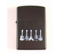 Accendino A Benzina - 5 Chitarre - Metallo Nero Liscio E Opaco